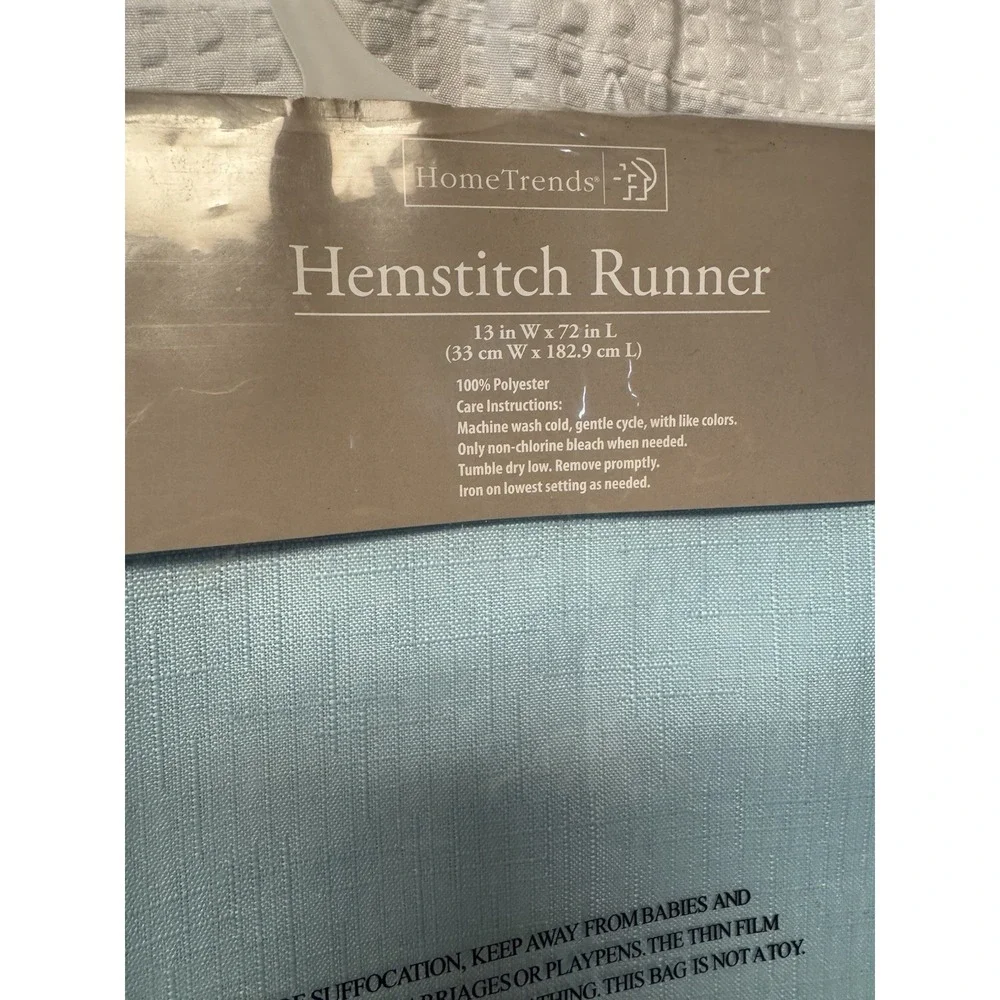 HOMETRENDS Blue Classic Hemstitch 13x72 Table Runner Polyester Discontinued NEW